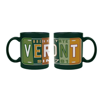 Image of VERMONT LICENSE PLATE MUG -  darkgreen